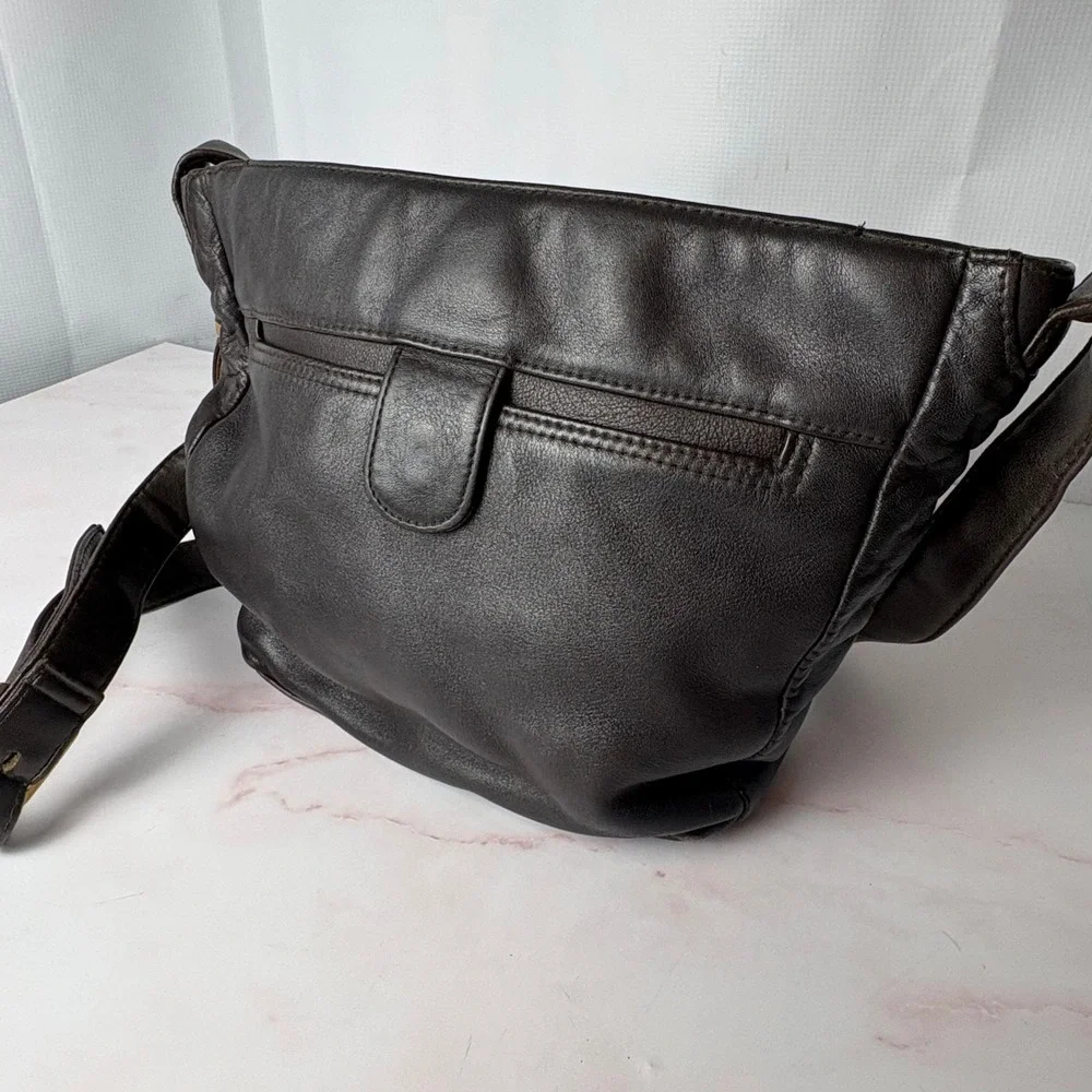 Vintage Shafmaster Leather‎ Loft Dark Brown Shoulder Bag Crossbody Tassel Accent